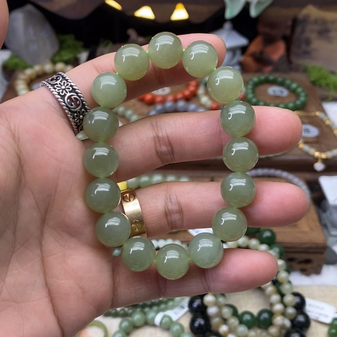 和田玉未镶嵌手链卡12冰湖水