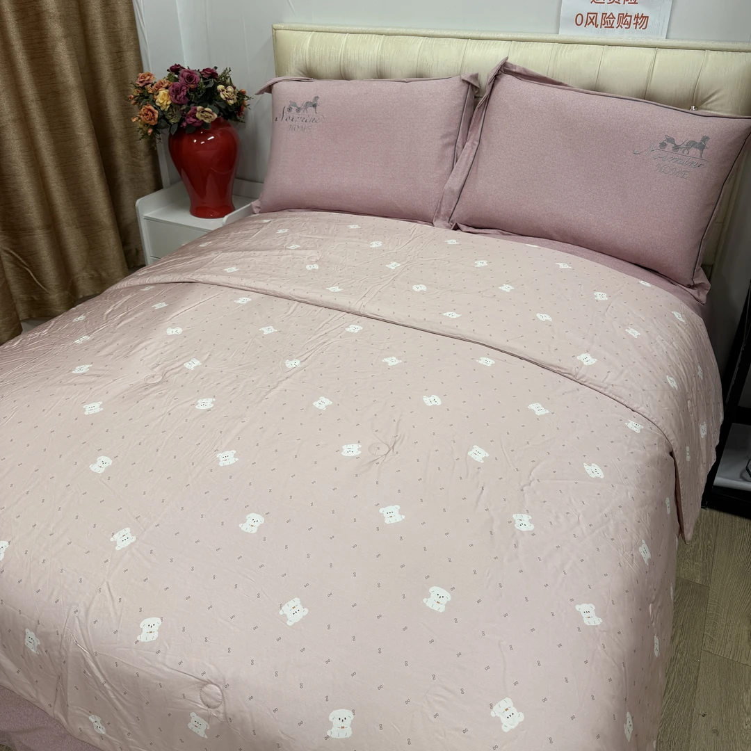 白色小狗双面数码印花莱赛尔夏凉被卡通可爱绗缝