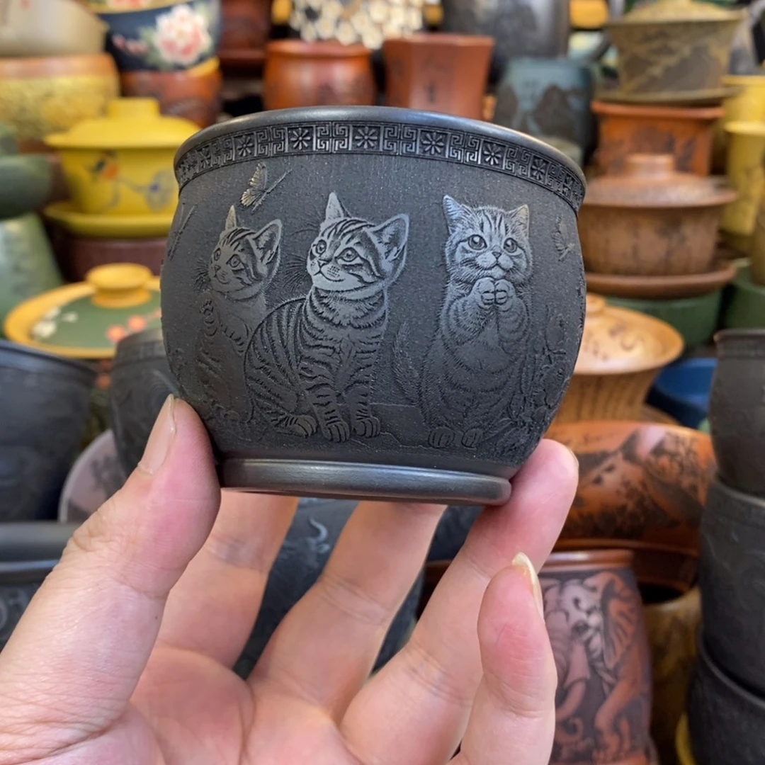 紫砂杯子宜兴全手工紫砂杯