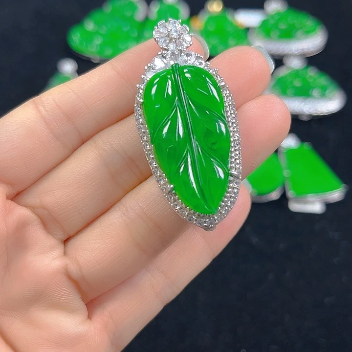 翡翠银S925镶嵌吊坠(不含链)