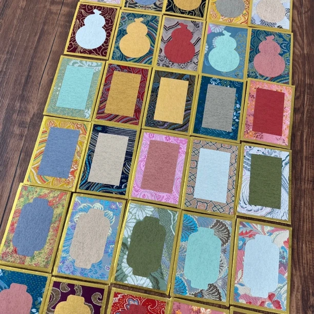 问纸楼·迷你宋锦金边熟宣软卡混搭