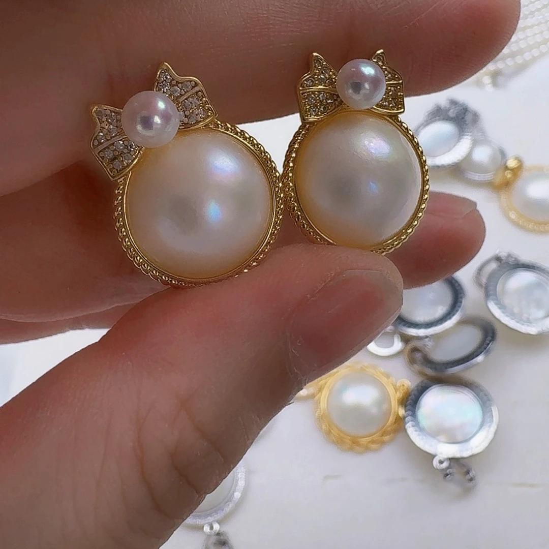 耳饰未镶嵌拼合珍珠（马贝珠）