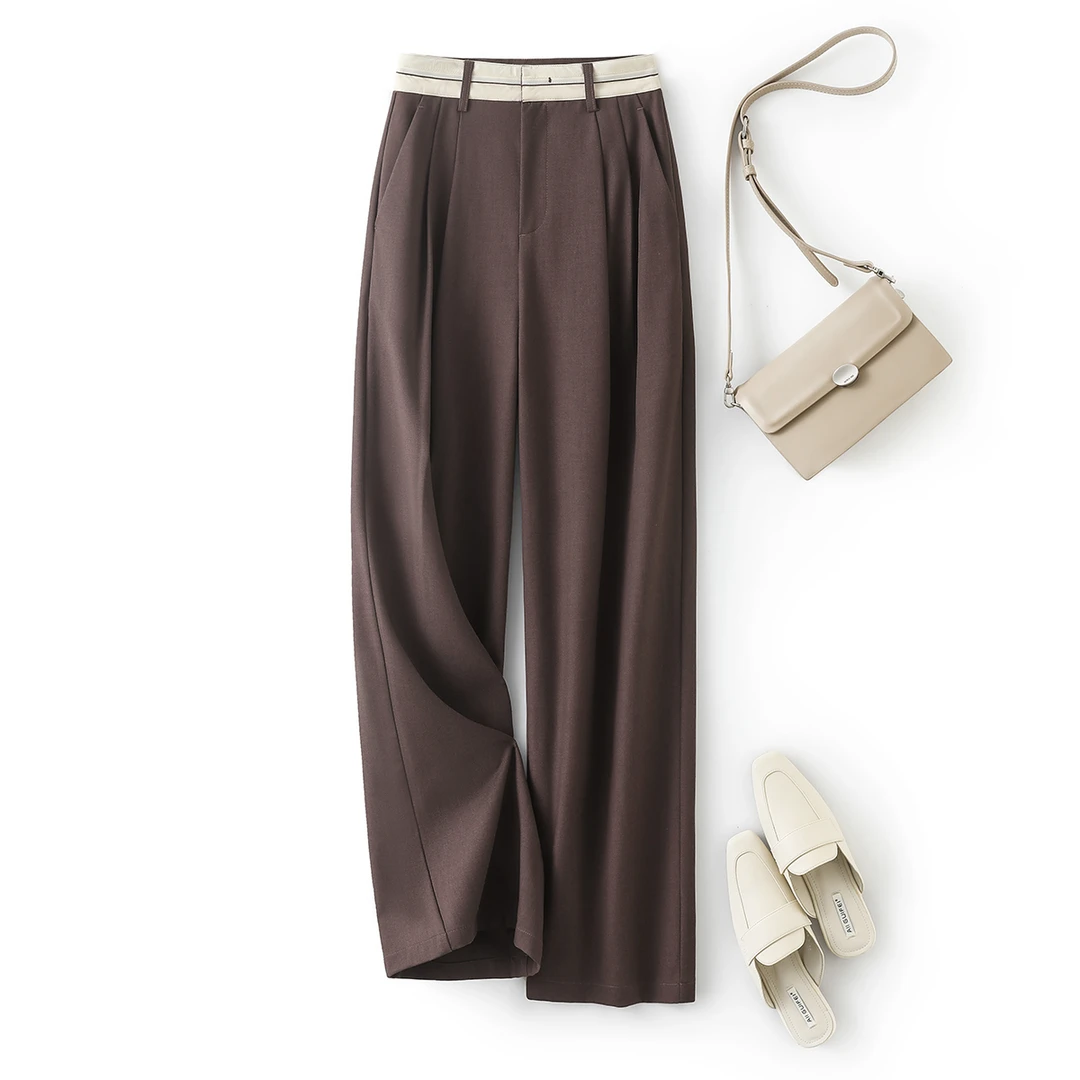 IHIMI/海谧【直播】高级感腰头直筒休闲裤春季新款直筒休闲裤女