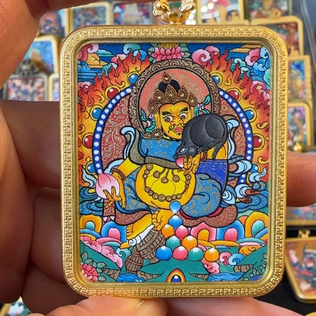 吊坠黄财神热贡唐卡