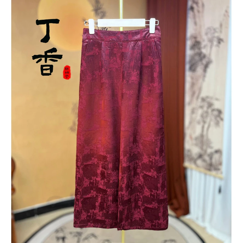 789高端新款经典百搭提花浮光休闲裤子女