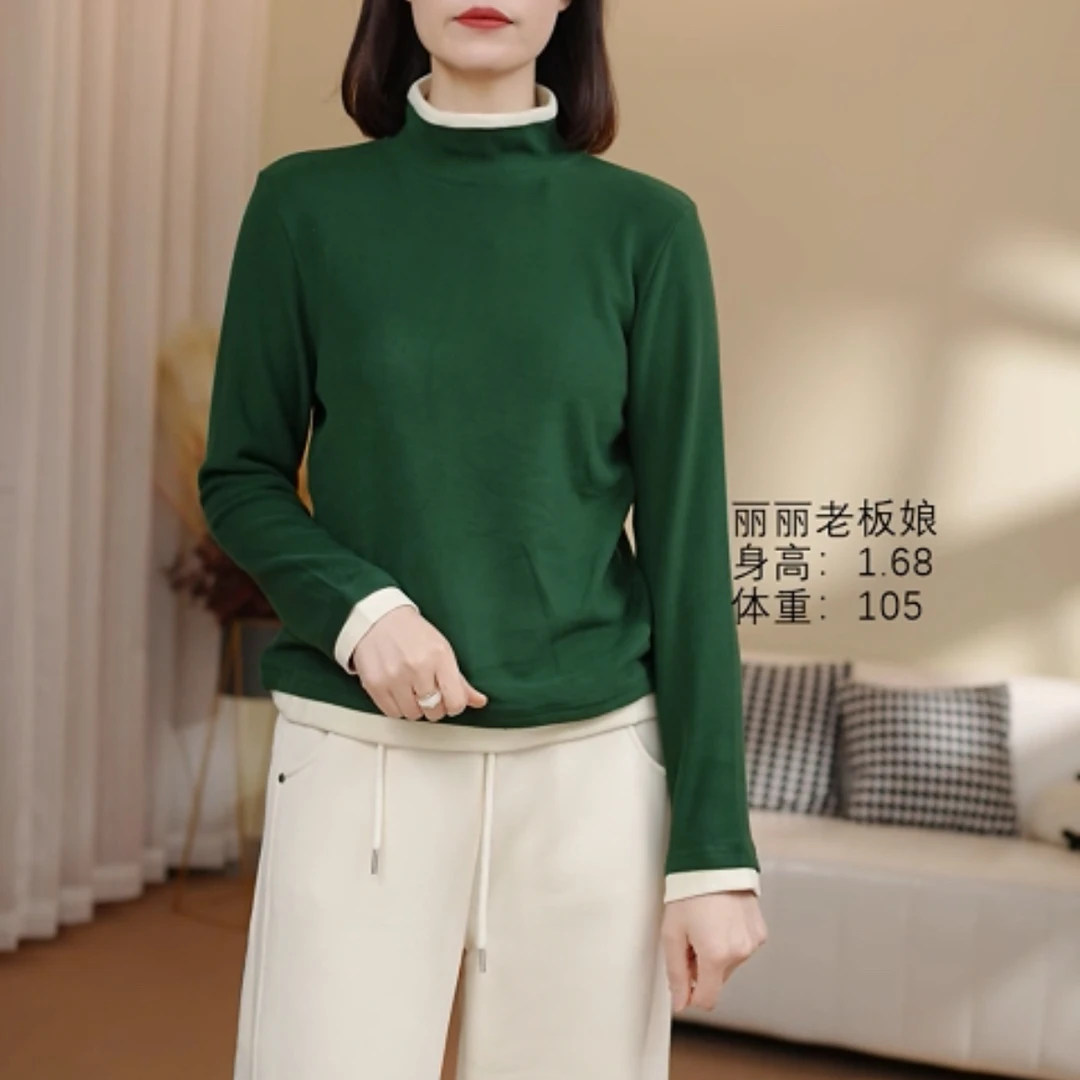 396#高端法式半高领韩版长袖卫衣女内搭外穿秋冬保暖上衣