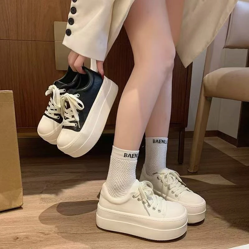 奶油小面包小个子内增高休闲鞋厚底松糕女鞋