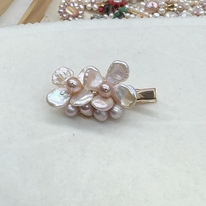 淡水珍珠发饰银S925镶嵌