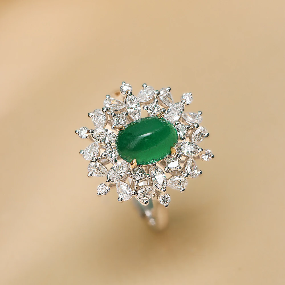 18K金祖母绿轻奢高级设计款