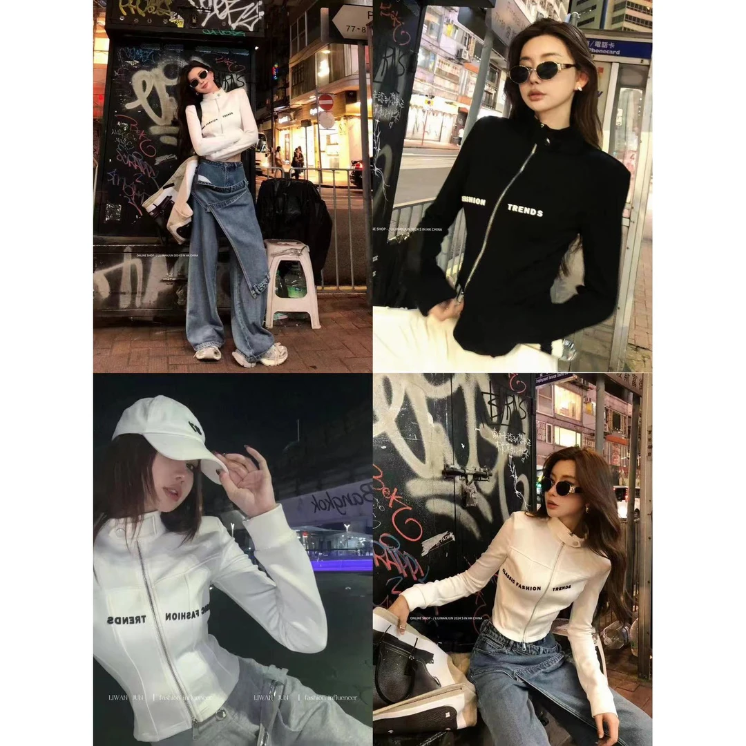 婉君【显瘦精上衣】秋款美式印花字母上衣女外套LWJ23A1C011