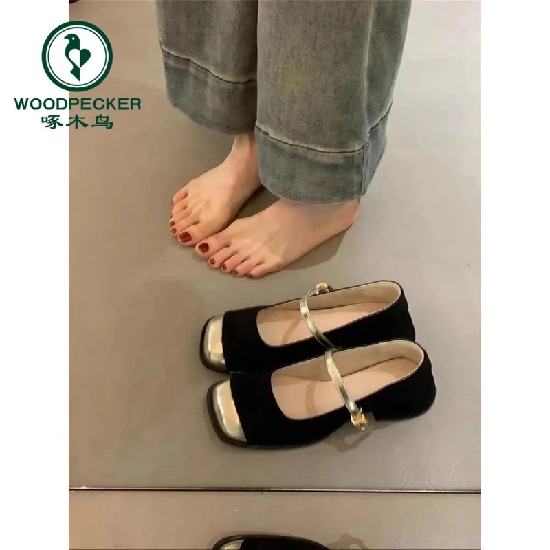啄木鸟玛丽珍女鞋2025新款爆款小香风单鞋女夏百搭粗跟晚晚风温柔