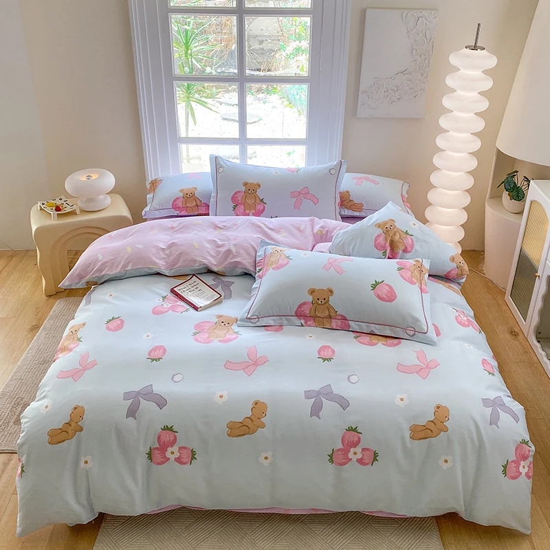 新款简约时尚全棉印花四件套纯棉被套床单被套床上用品套件小碎花