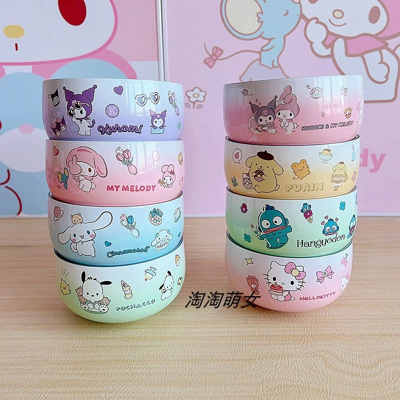 卡通304不锈钢圆形碗儿童学生双层隔热碗新款防烫碗成人家用饭碗