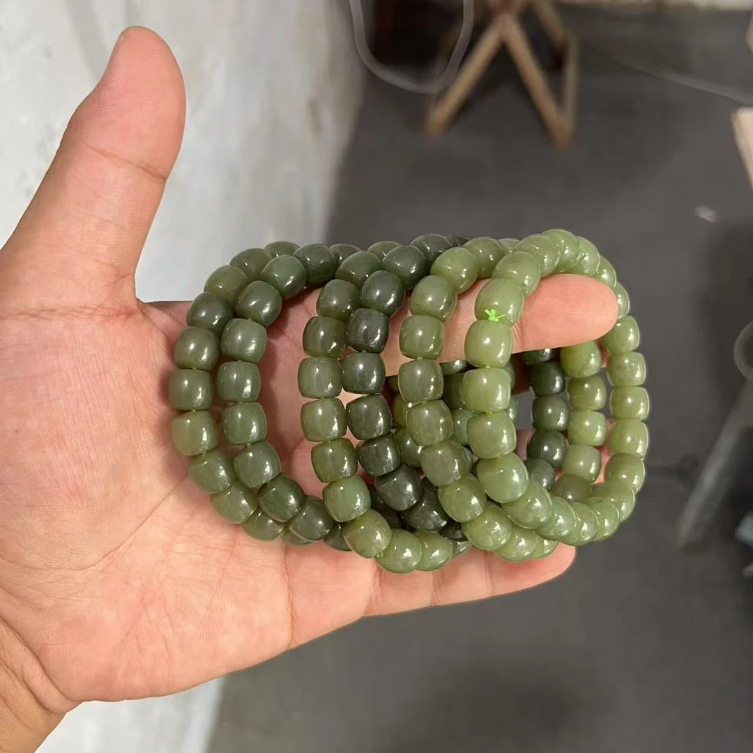 天然和田玉青黄口直切卡10左右手串多样性拍一发一