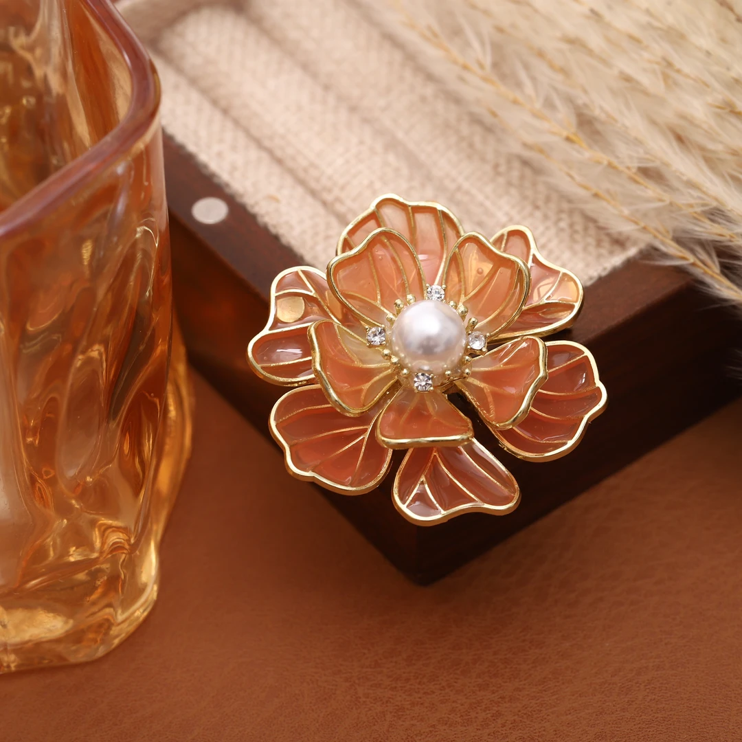 铜合金胸针 【国色天香】古雅气质百搭粉色高级感花朵胸针