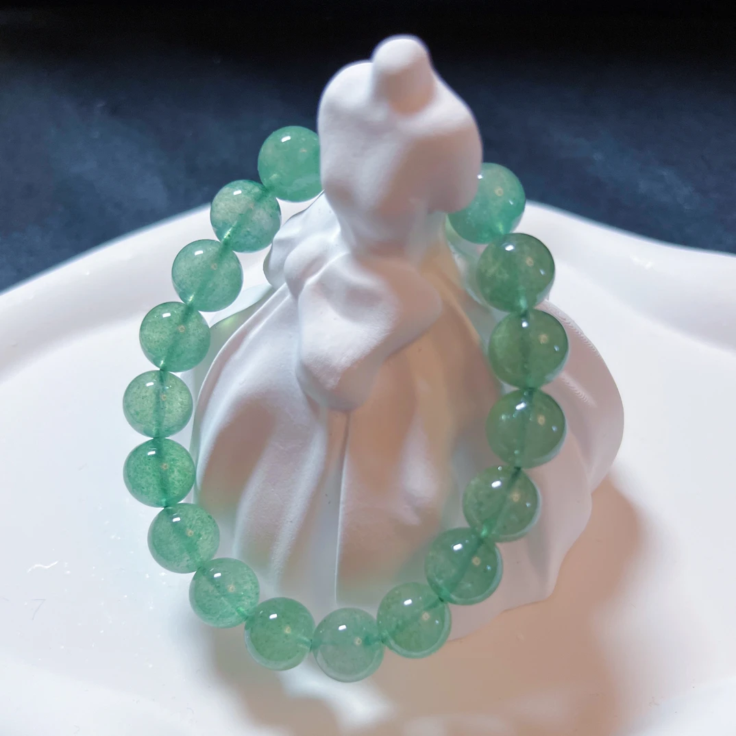 水晶手串天然水晶绿草莓绿水晶冰透百搭时尚女款女生单圈