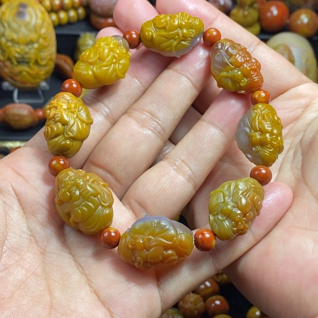 玛瑙/玉髓未镶嵌战国红财神手串