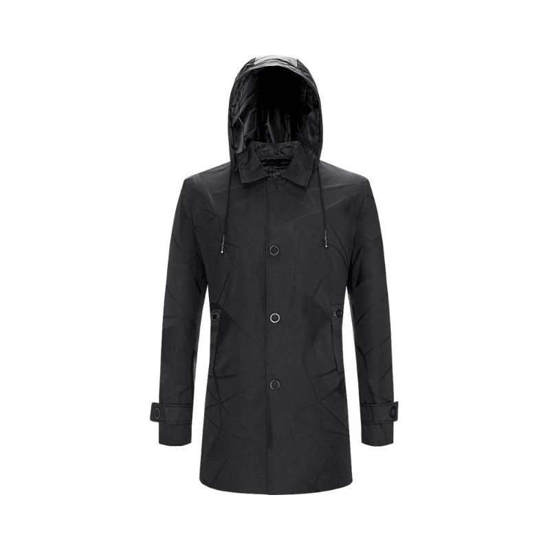 男装连帽印花春款中长简约男式风衣外套商务时尚