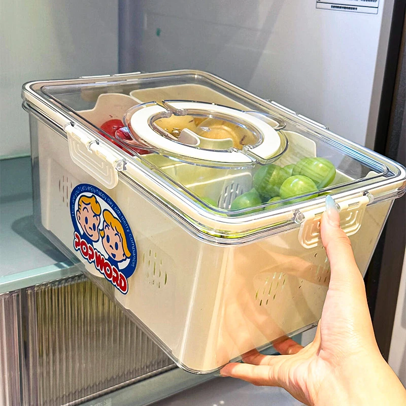 原田治水果保鲜盒食品级春游野餐密封收纳盒手提食物分格储存盒