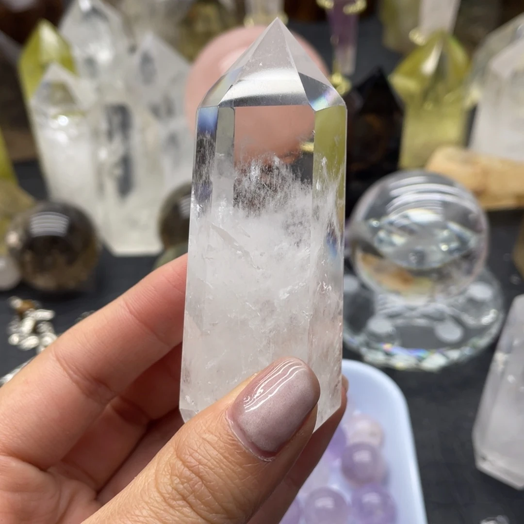 水晶12未镶嵌萌***多白水晶柱