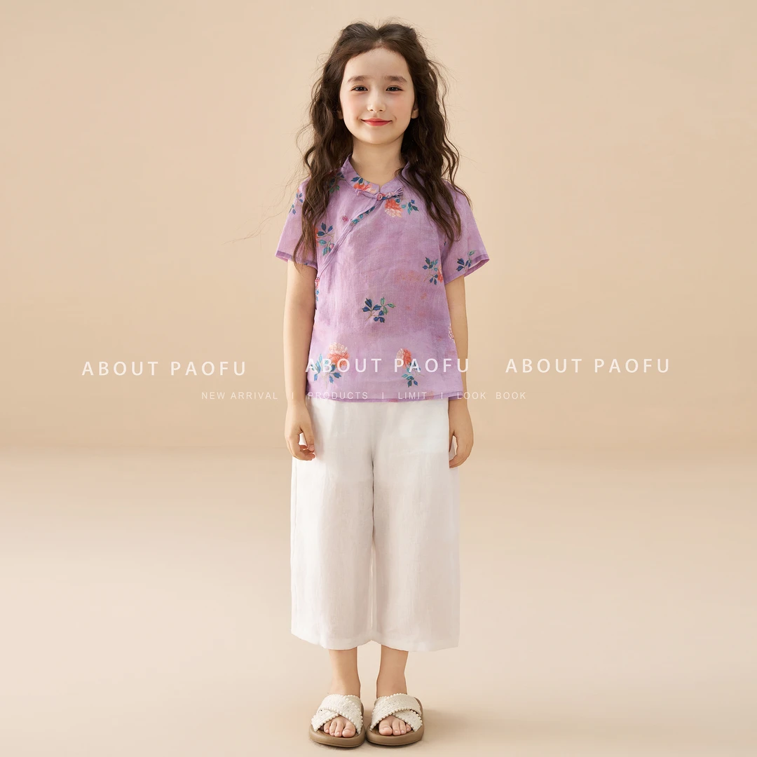 【幽梦】泡芙定制 新款100苎麻 42支长袖新中式短袖套装  DY1250532
