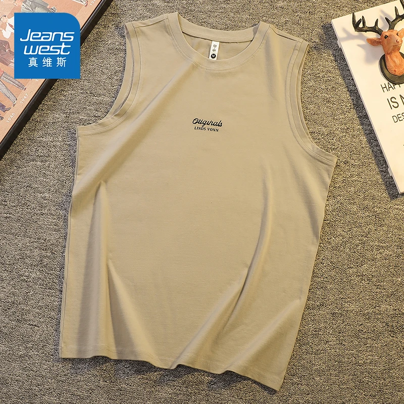 Jeanswest/真维斯潮牌篮球背心男款夏季宽松休闲纯棉运动无袖坎肩