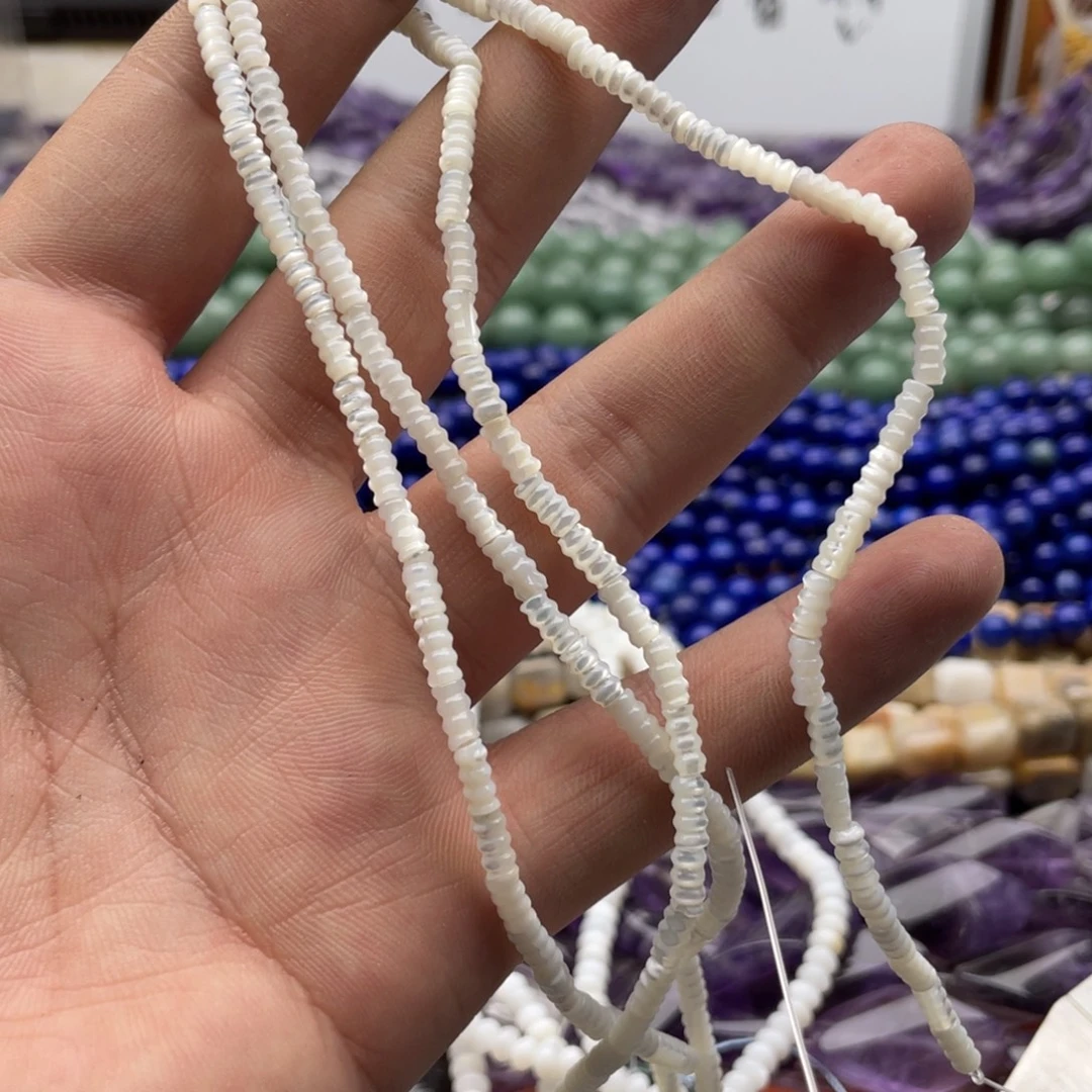 玛瑙/玉髓合金珠宝半成品一条装白蝶贝螺纹管珠4*7mm