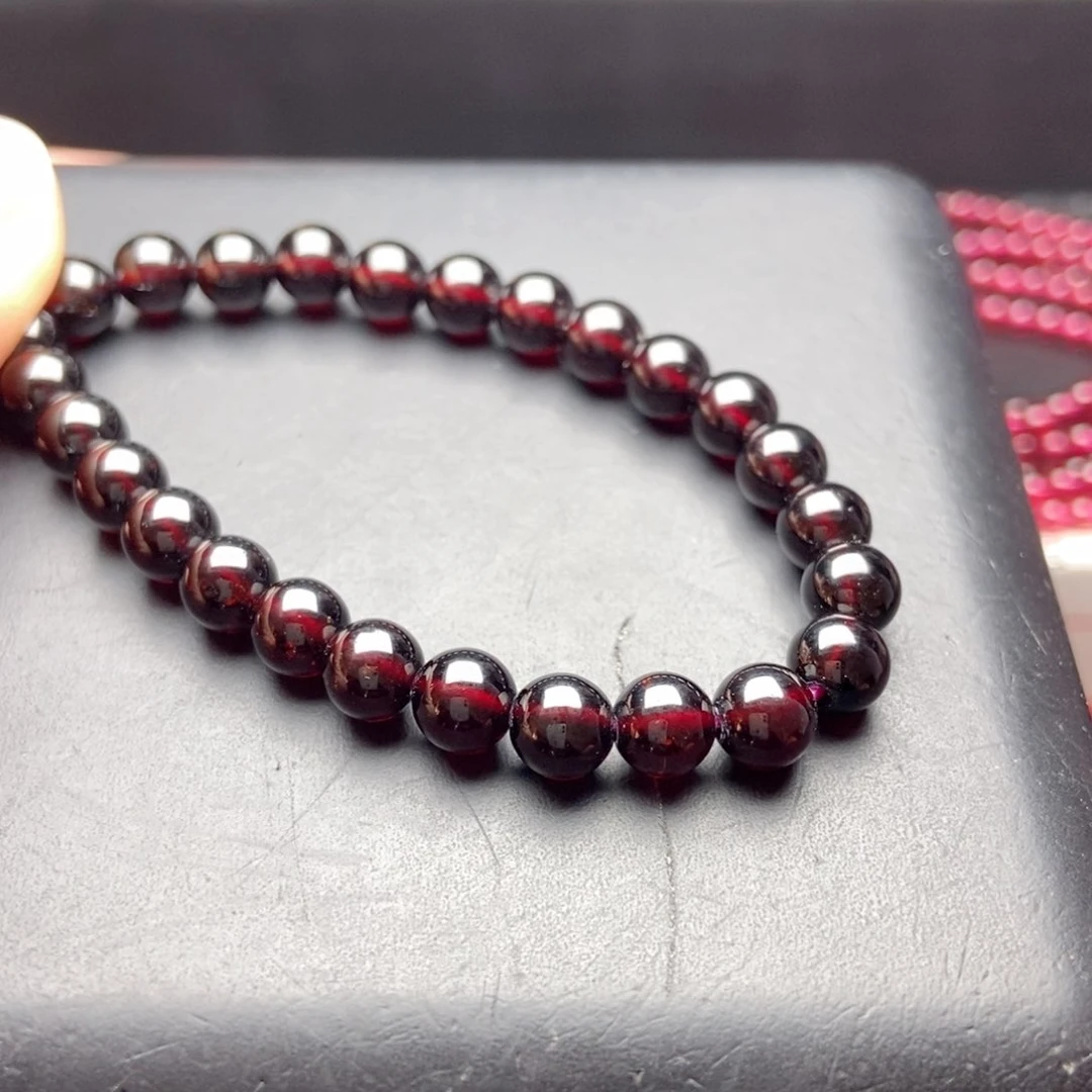 未镶嵌手链石榴石6酒红色