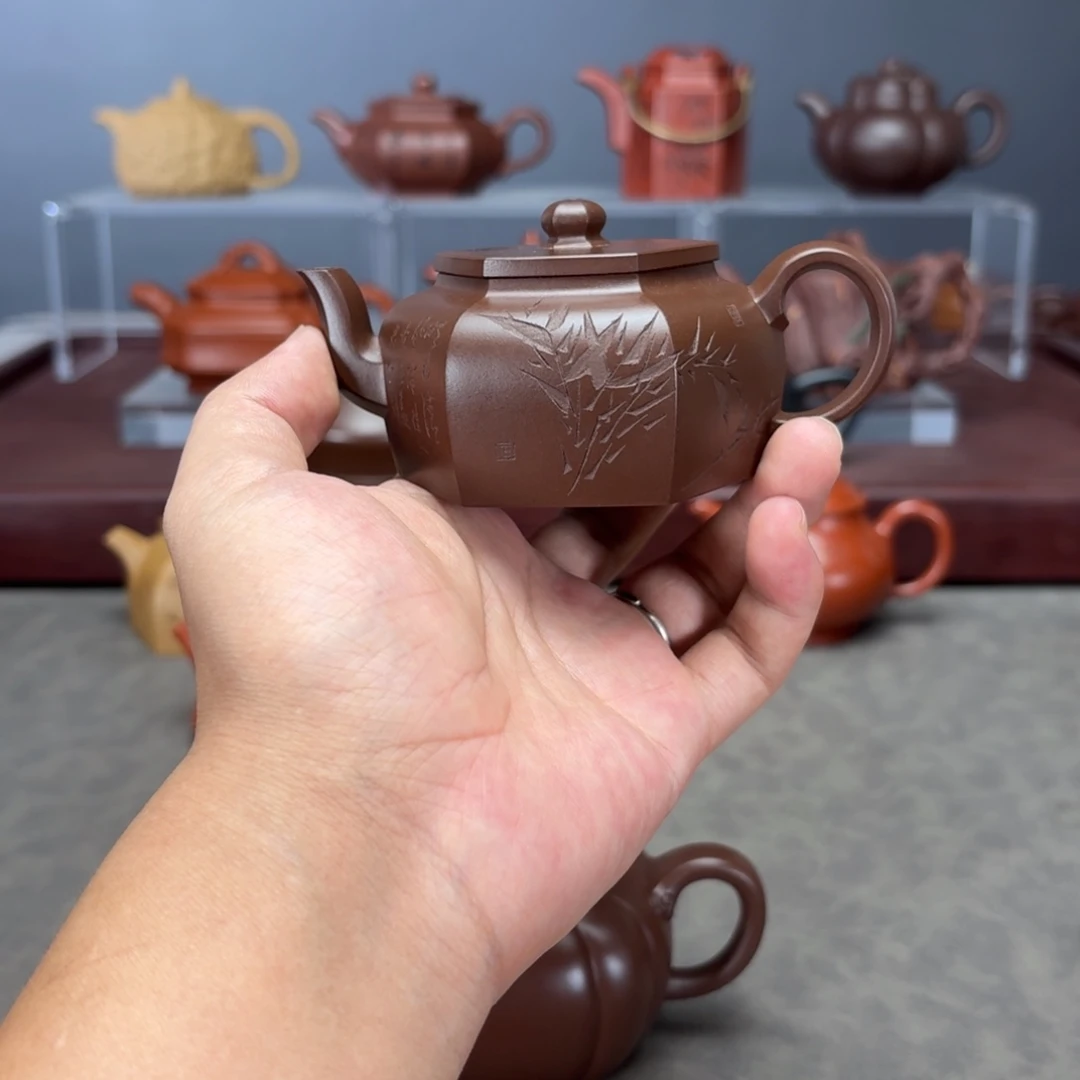 茶壶紫砂云逸六方120CC紫泥
