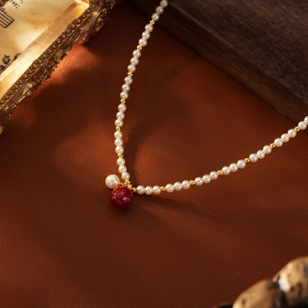 合金仿珍珠项链 《平安果》珠珠项链ZG-01161