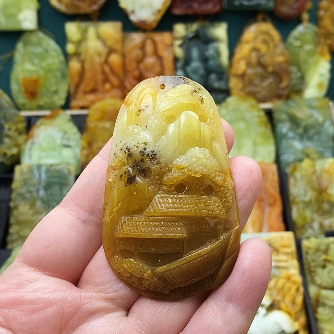 蛇纹石玉未镶嵌颈饰特价山水