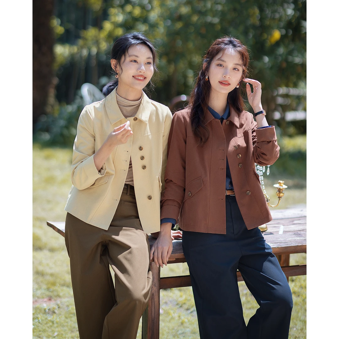 红念短款风衣外套女小个子高级感秋装2025年休闲春秋流光风上衣