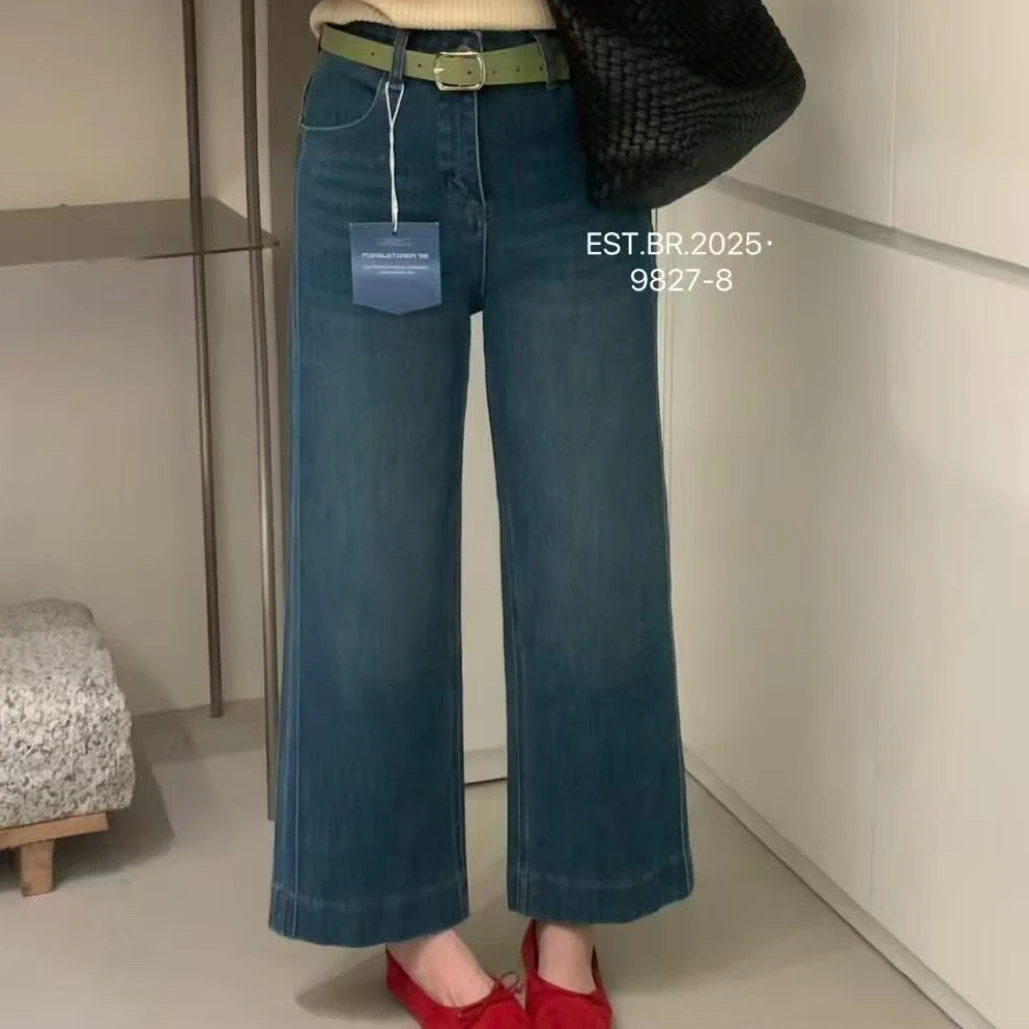 小个子牛仔裤女百搭弹力宽松显瘦奶奶裤休闲九分直筒裤