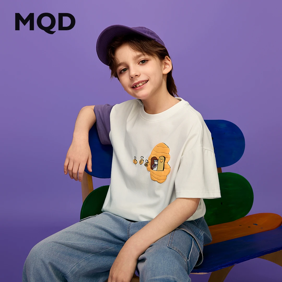 【凉感棉】MQD男大童夏新品鸳鸯袖卡通亲肤舒适短袖T恤9652W0359