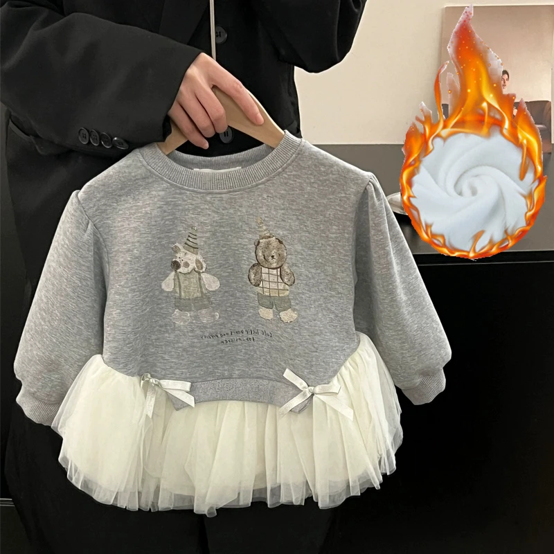 童装卡通动漫假两件加绒保暖卫衣2025新款印花秋冬长袖韩版上衣潮