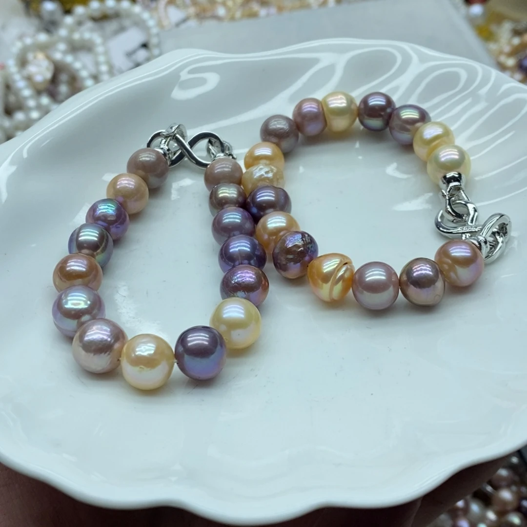 银S925镶嵌天然淡水珍珠无人工干预淡水珍珠瑕疵8