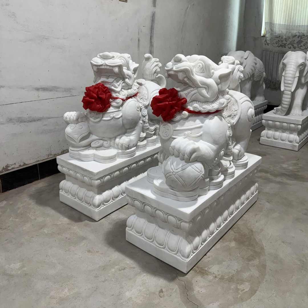 石雕貔貅一对天然汉白玉青石家用酒店公司门口招米庭院摆件