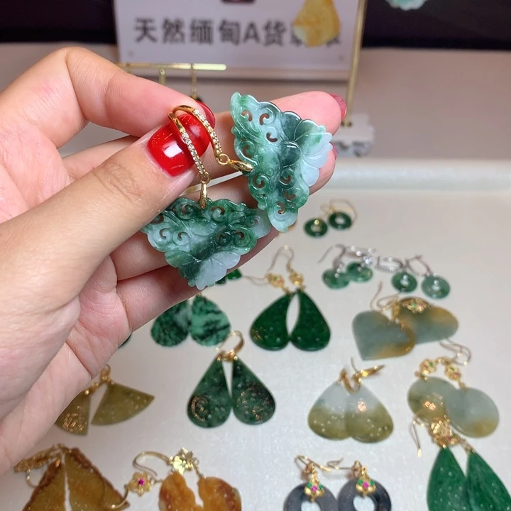 翡翠银S925镶嵌耳饰耳饰