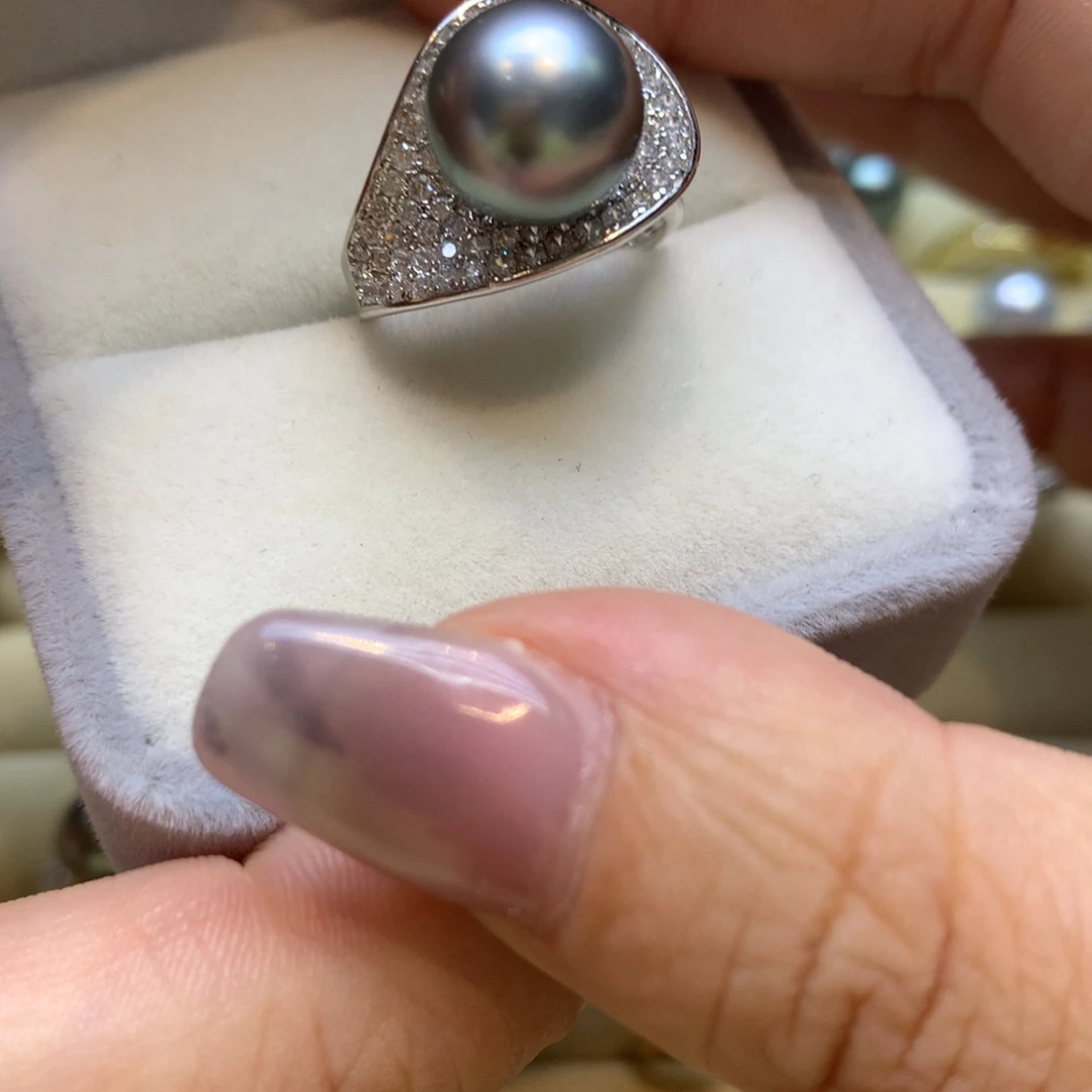 银S925镶嵌戒指海水珍珠