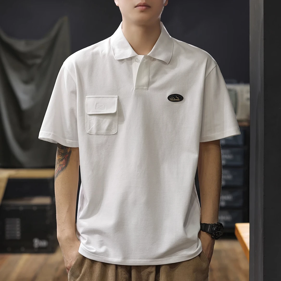 MR.MUDI/穆迪先生短袖POLO衫男25夏季新款珠地纯棉男士白色T恤