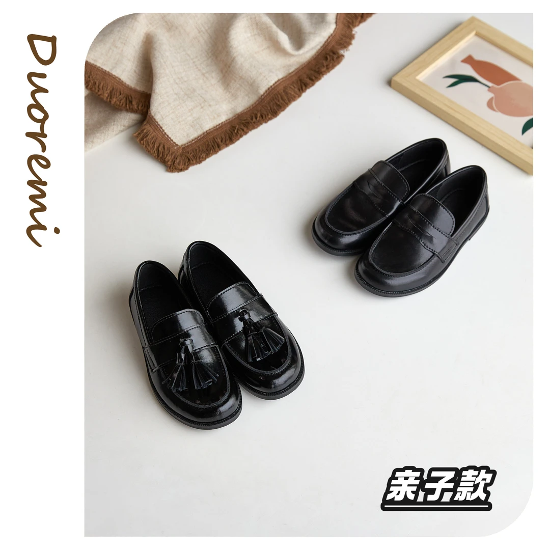 Duoremi秋季时尚br2516新款女童乐福鞋真皮鞋英伦风软底舒适洋气
