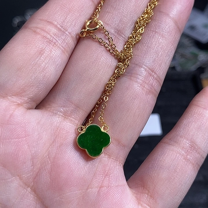 翡翠银S925镀金镶嵌颈饰