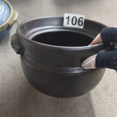 泥塑磁州窑出口尾货干烧锅口径18