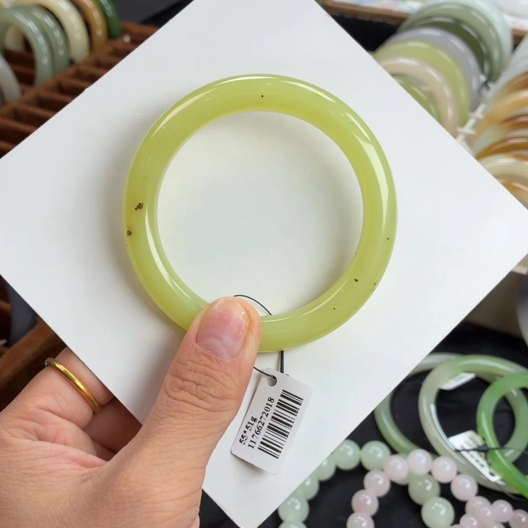 和田玉未镶嵌手镯黄口错金20