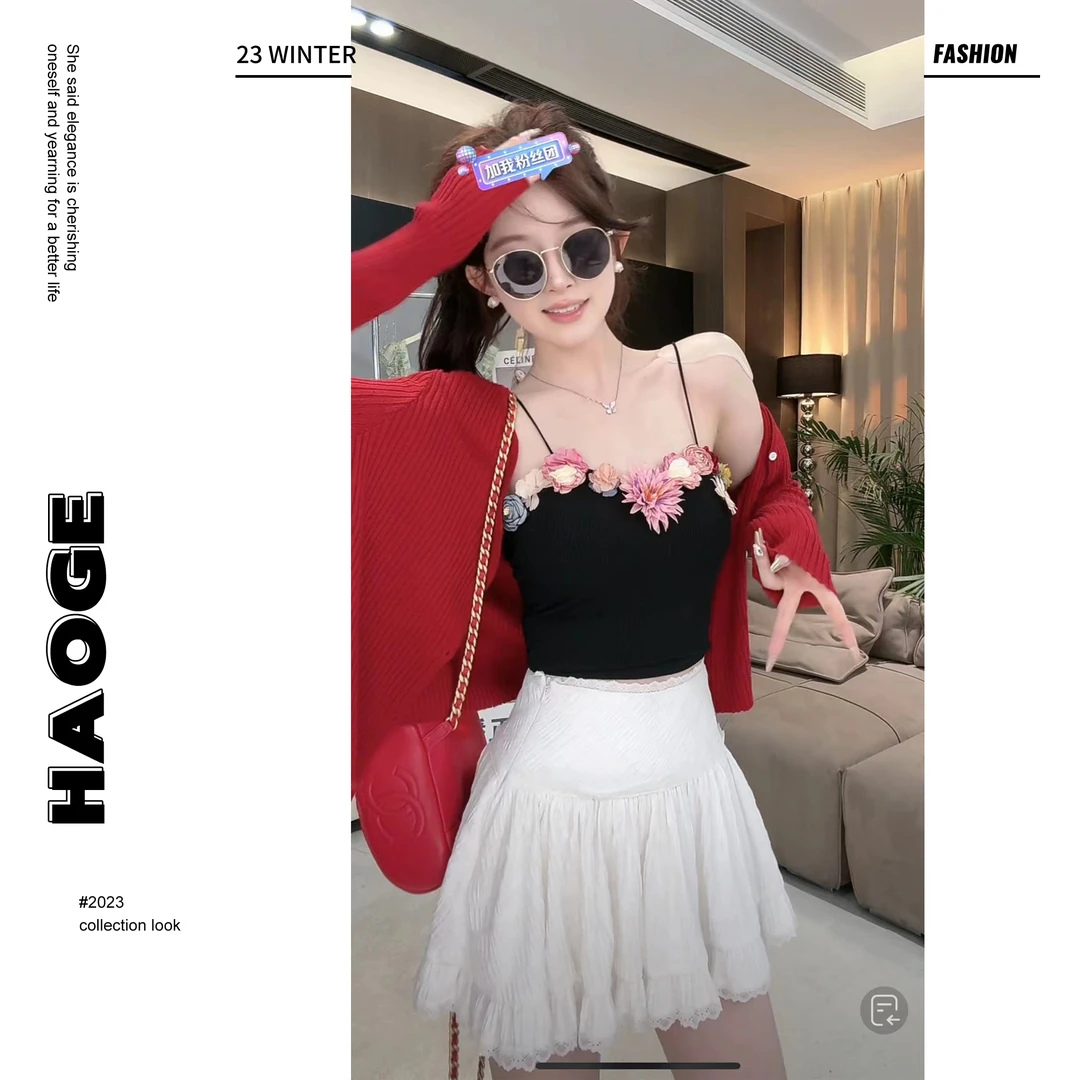 【大潘优品】C4ZZS1303A时尚显瘦百搭长袖针织开衫莫奈花园风