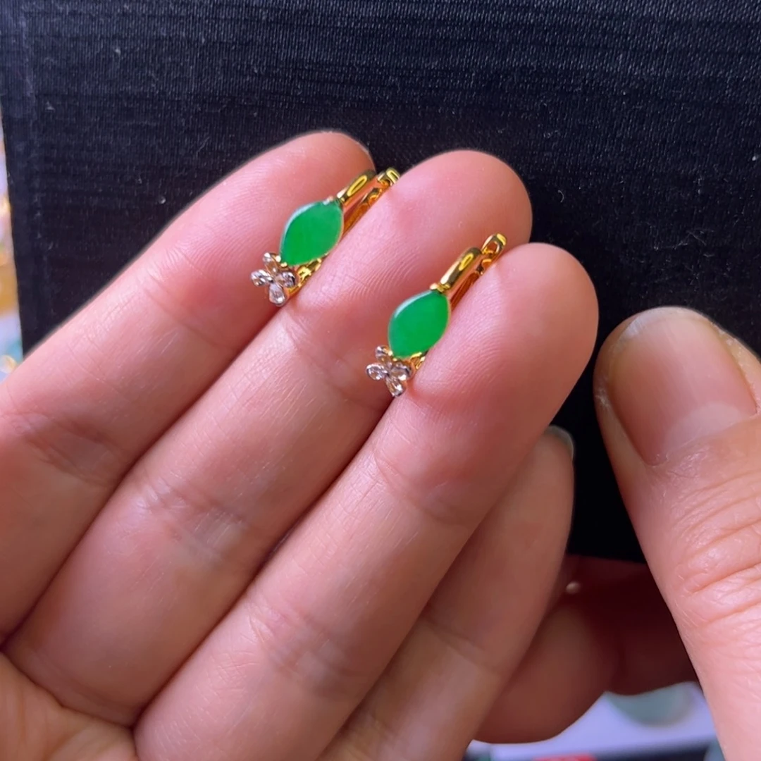 翡翠耳饰18K金镶嵌Q*X耳包