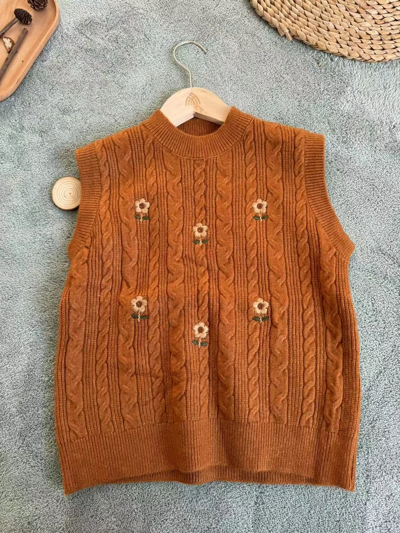 女童秋冬学院风新款套头宝宝卡通无袖宽松针织衫开衫百搭马甲