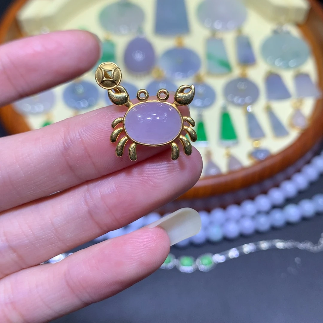 翡翠吊坠(不含链)18K金镶嵌