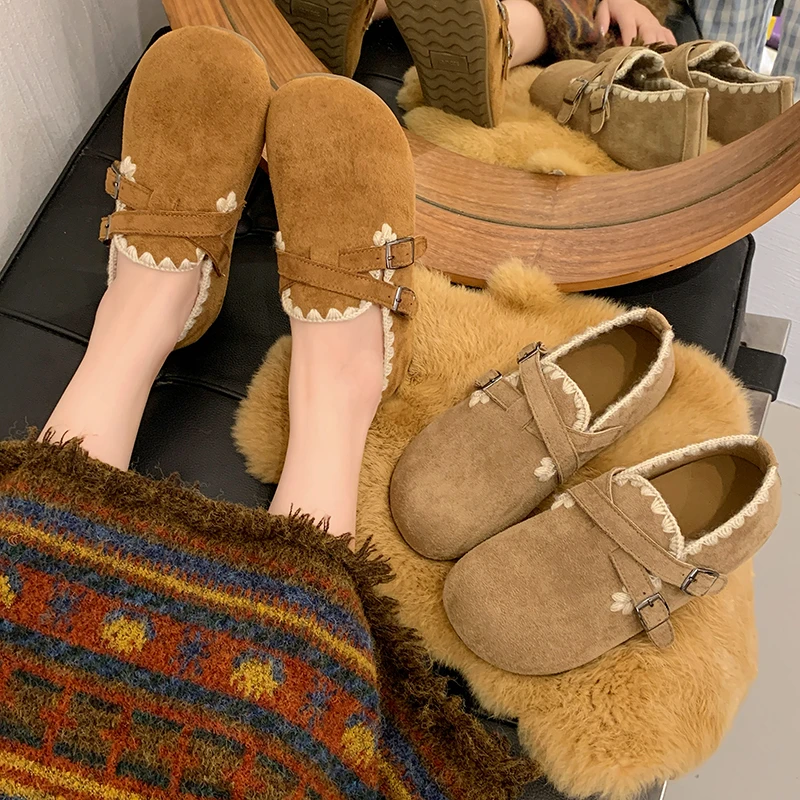 厚底内增高全包勃肯鞋女2025秋季新款一脚蹬单鞋豆豆鞋博肯乐福鞋