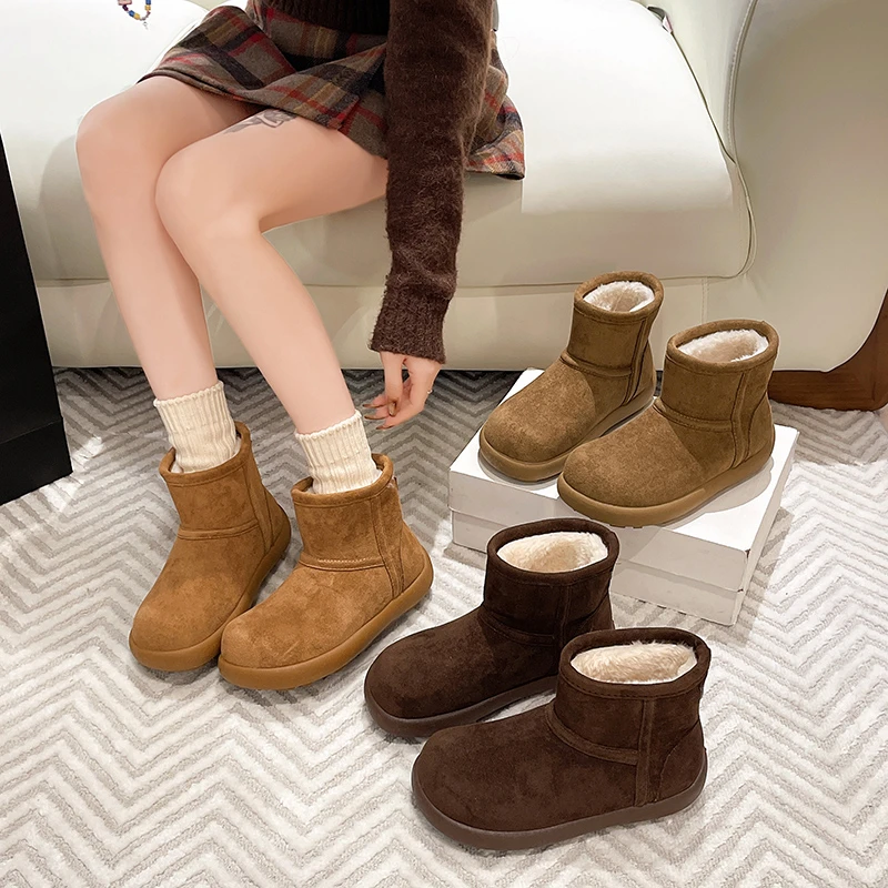 【不渗水】雪地靴学院风纯色韩版小土豆棉鞋女款加绒保暖靴防滑女鞋